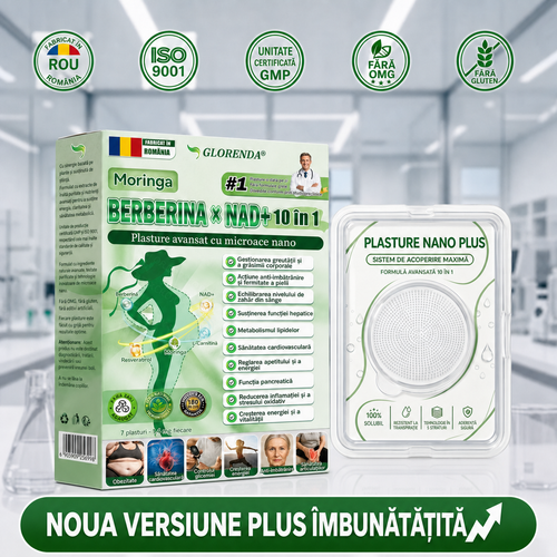 【Plasture PLUS complet nou】 ☘️☘️ GLORENDA® Moringa X Berberină 10-în-1 – plasture avansat cu microace nano (O dată pe zi, schimbări vizibile în 7 zile) Obezitate, diabet, apnee în somn și probleme articulare